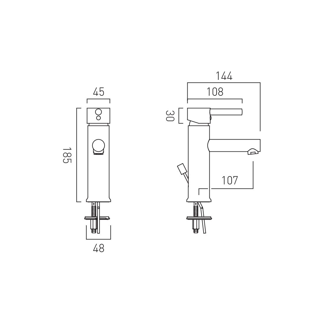 SL B/MIXER W/TUBES & POP-UP W.COUPLING - VADO - ( CHR - NURI - 0x12 mm - 0inchX0.48inch )