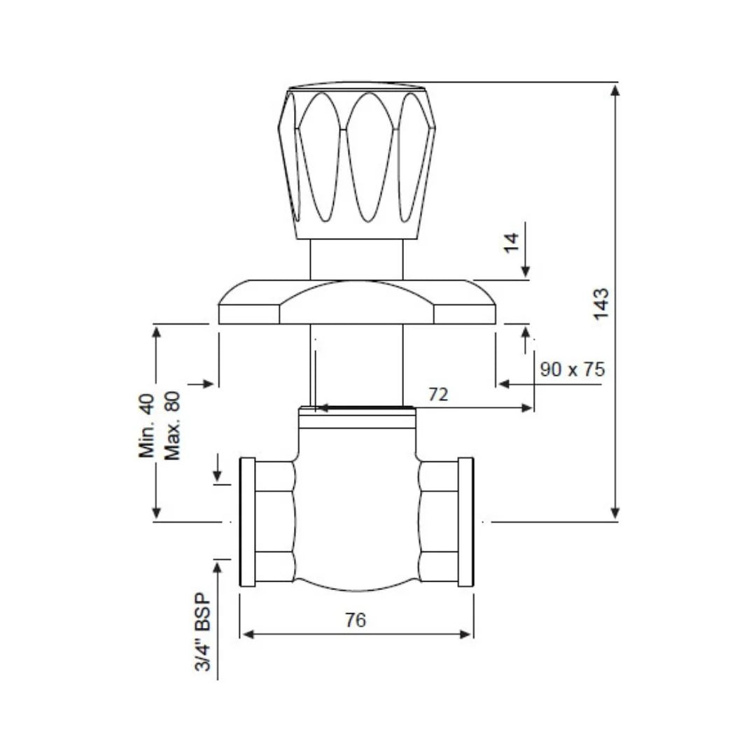 EXPOSED PART KIT OF CONC STOP COCK - JAQUAR FAUCETS -  ( CHROME - CONTINENTAL - 0x15 mm - 0inchX0.5inch )