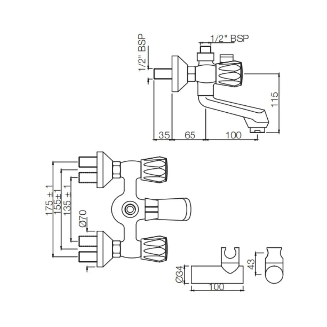 (PRUN)WAL MIX WCONE FOR H.SHR WWAL BRK - JAQUAR FAUCETS -  ( CHROME - CONTINENTAL - 0x15 mm - 0inchX0.5inch )