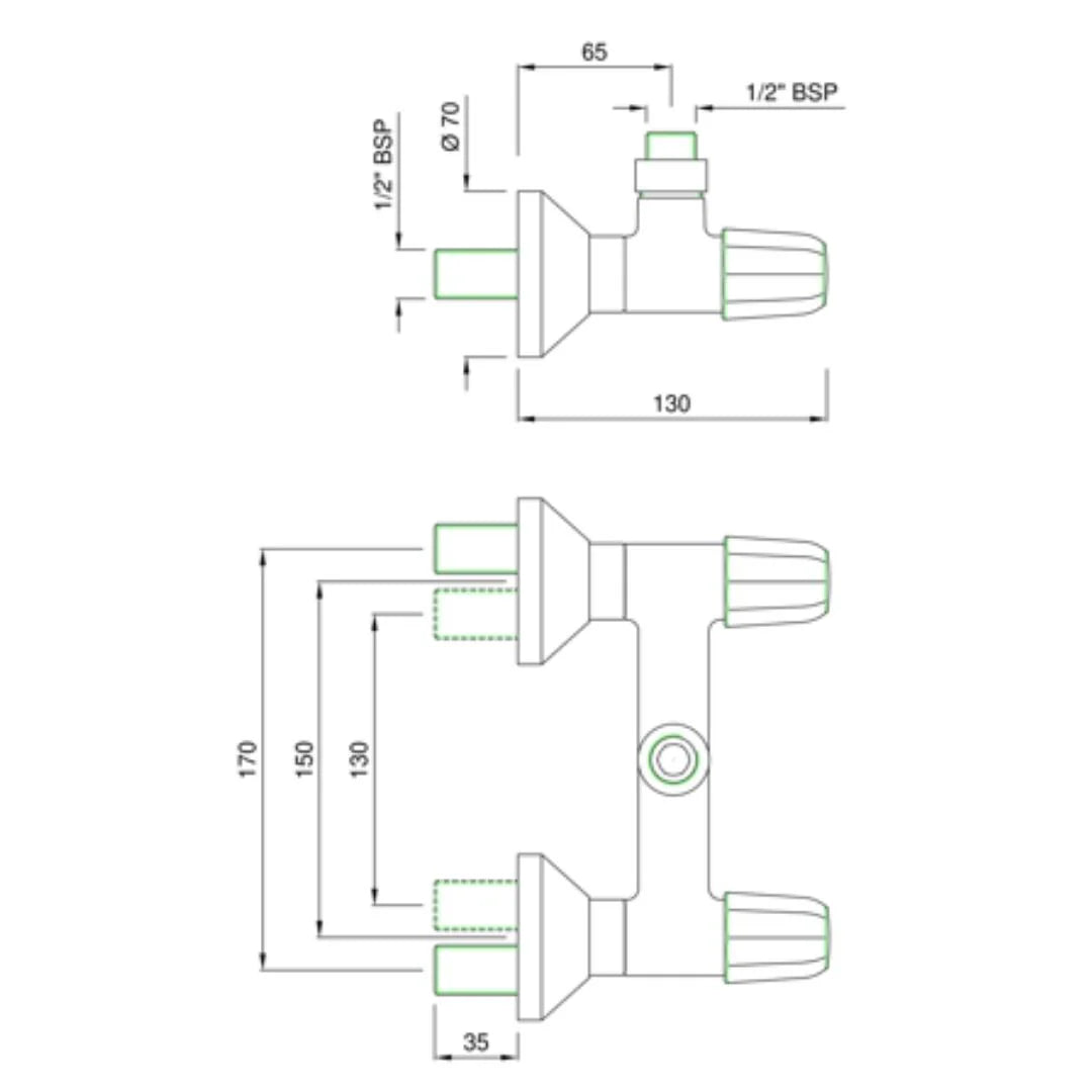 W/M SHOWER MIXER FOR SHOWER CUBICLES - JAQUAR FAUCETS - ( CHROME - CONTINENTAL PRIME - 0x15 mm - 0inchX0.5inch )