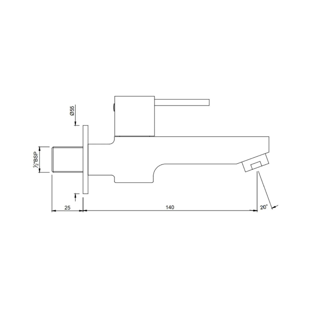 BIB COCK WITH FLANGE - JAQUAR FAUCETS - ( CHROME - D-ARC - 0x15 mm - 0inchX0.5inch )