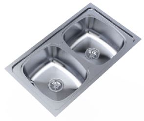 2 BOWL WITH OUT DRAIN BOARD (DEPTH 9INCH) THK 1MM - CARYSIL -  ( MATT FINISH - ELEGANCE - 864x508 mm - 34inchX20inch )