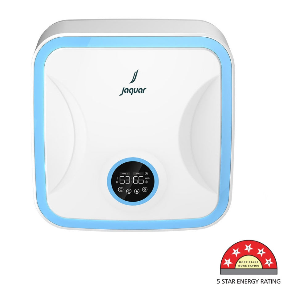 25L DIGIT W/REM 1-2-3KW (5 STAR) - JAQUAR GEYSERS - ( WHITE - ERICA VERTICAL - 448x448 mm - 18inchX18inch )