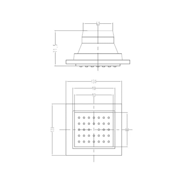 BODY SHOWER 120 MM SQUARE (BRASS)- HINDWARE FAUCETS - ( POLISHED CHROME - BODY SHOWER-GEOMETRIC - 120x120 mm - 4.7inchX4.7inch )