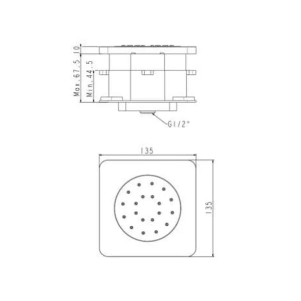 CONC.BODY SHOWER JET - AMERICAN STANDARD - ( CHROME - EASYSET - 0x15 mm - 0inchX0.5inch )