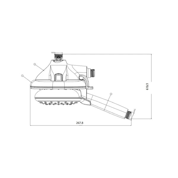 OH SHWR W/H.SHWR W/TUBE WITH OUT ARM - AMERICAN STANDARD - ( CHROME - SPECTRA - 0x15 mm - 0inchX0.5inch )