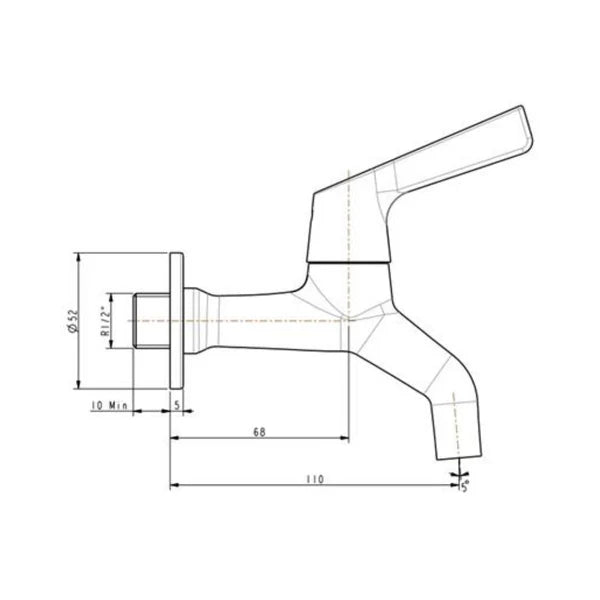 WINSTON WALL TAP (LEVER HANDLE) - AMERICAN STANDARD - ( CHROME - WINSTON - 0x15 mm - 0inchX0.5inch )