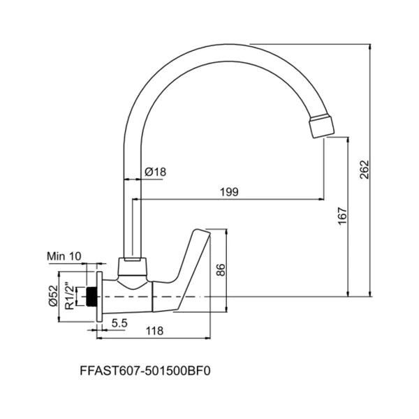 WINSTON WALL MOUNTED KITCHEN MONO(LEVER) - AMERICAN STANDARD - ( CHROME - WINSTON - 0x15 mm - 0inchX0.5inch )