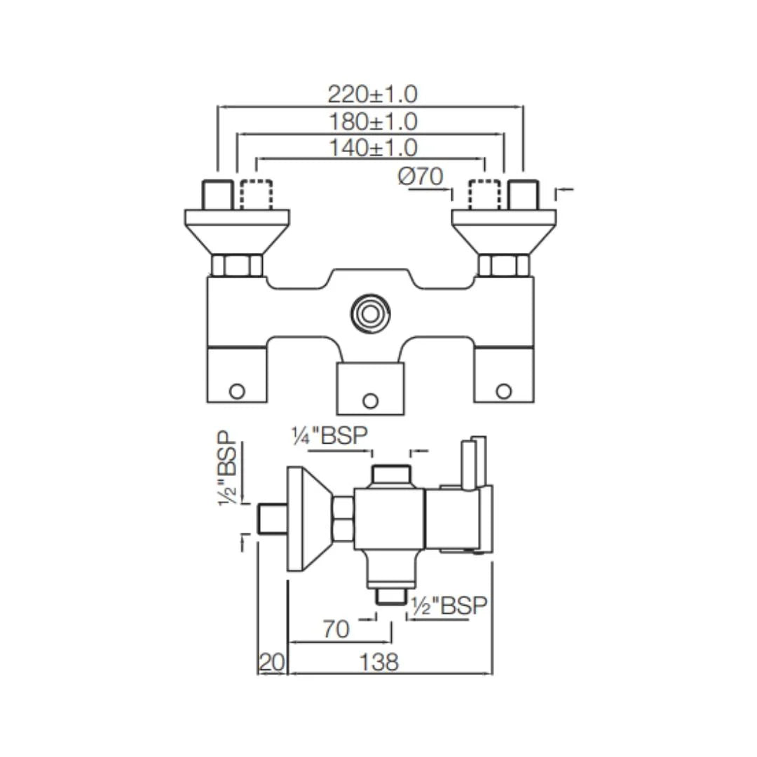 (PRUN)WALL MIXER W/O SPOUT W/PROV.O/H SHWR&TEL - JAQUAR FAUCETS -  ( CHROME - FLORENTINE - 0x15 mm - 0inchX0.5inch )