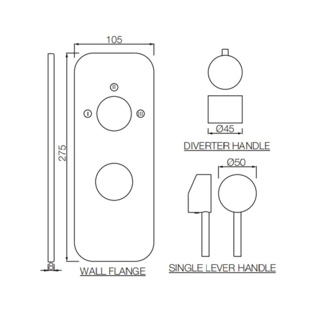 AQUAMAX EXPOSED PART KIT OF SINGLE LEVER SHOWER MIXER WITH 3-WAY DIVERTER AND SLEEVE (COMPATIBLE WITH ALD-783N) - JAQUAR FAUCETS - ( POLISHED CHROME - FLORENTINE - 0x15 mm - 0inchX0.5inch )