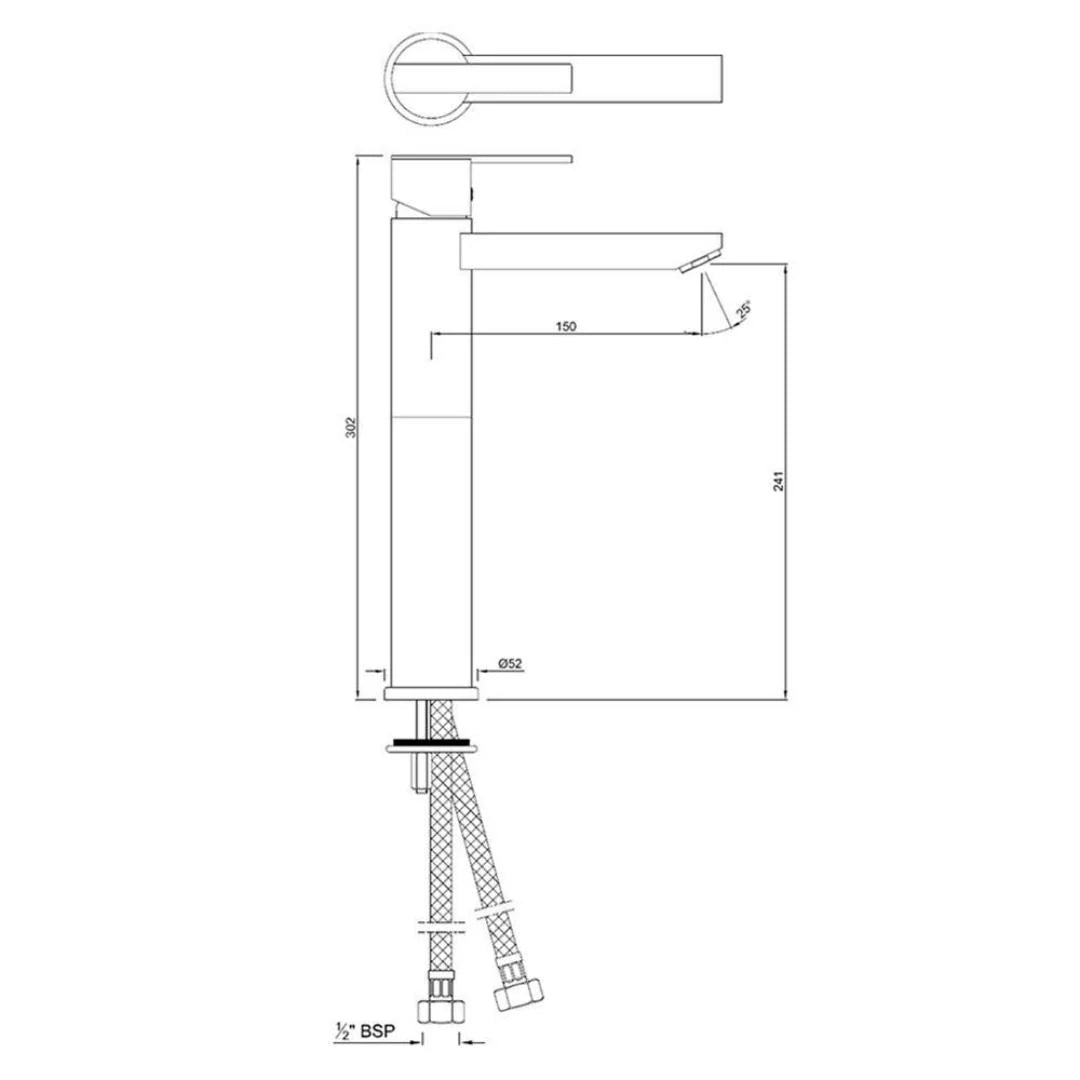 TALL BOY S L BASIN MIXER W/BRAIDED PIPES - JAQUAR FAUCETS - ( CHROME - FONTE - 0x15 mm - 0inchX0.5inch )