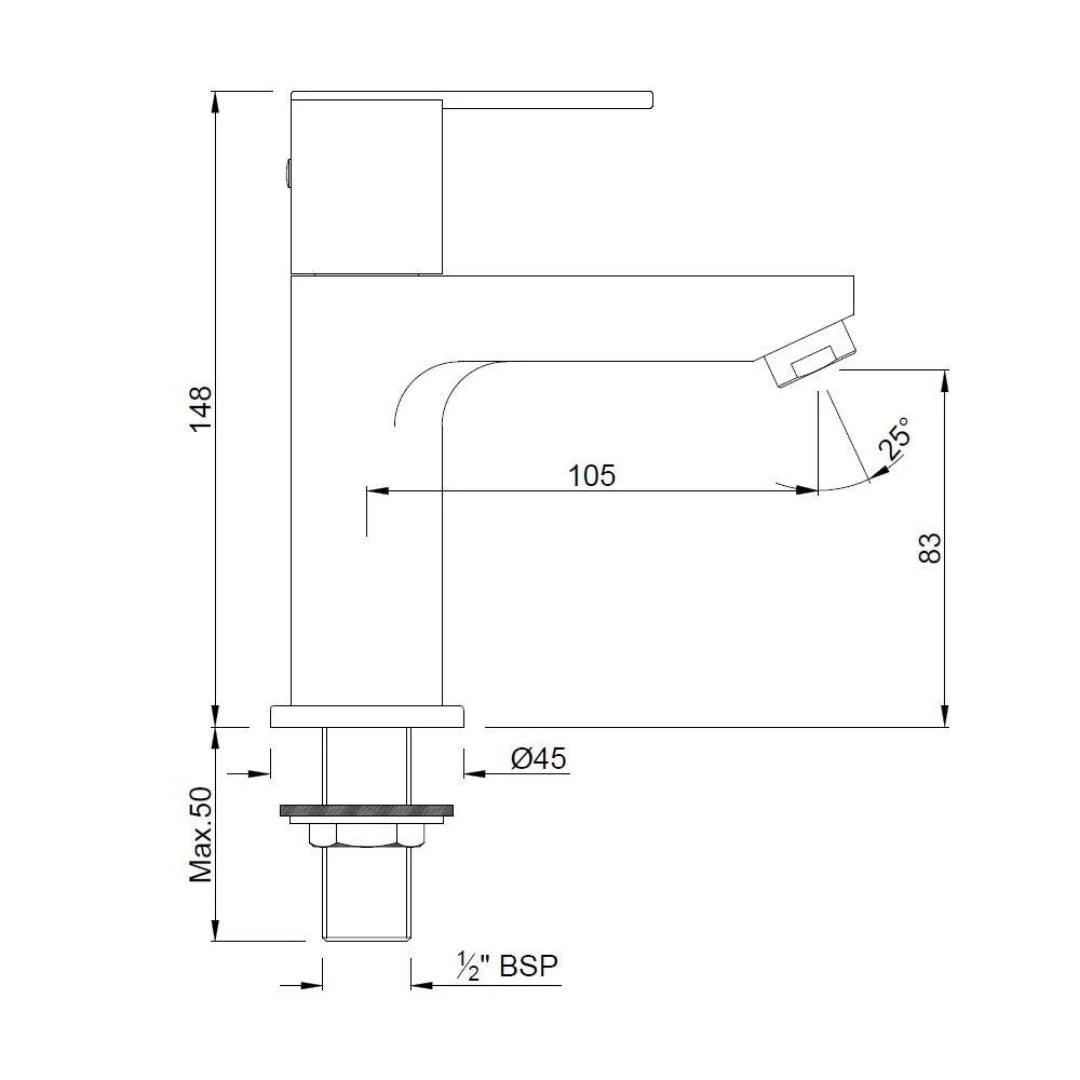 PILLAR COCK - JAQUAR FAUCETS - ( CHROME - FONTE - 0x15 mm - 0inchX0.5inch )