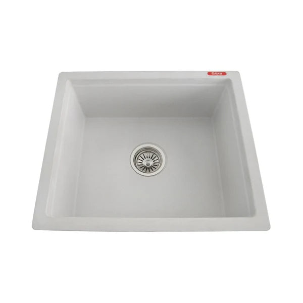 1.0 BOWL QUARTZ SINK W/WASTE COUPLING (DEPTH 8INCH) - FUTURA -  ( WHITE - NATURAL QUARTZ - 460x410 mm - 18.4inchX16.4inch )