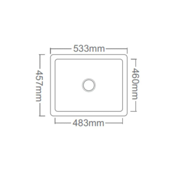 1.0 BOWL WITHOUT DRAIN BOARD QUARTZ SINK WITH FA-05A WASTE COUPLING (DEPTH 8INCH)- FUTURA - ( BLACK - QUARTZ SERIES - 533x457 mm - 21.32inchX18inch )