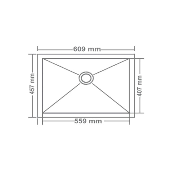 1.0 BOWL SS SINK WITH FA-07 WASTE COUPLING (DEPTH 9INCH) - FUTURA - ( - HAND CARVED - 609x457 mm - 24.36inchX18.28inch )