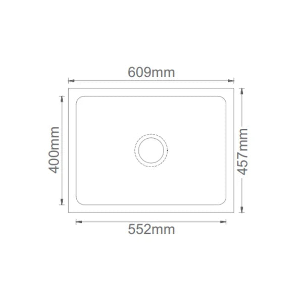 1.0 BOWL QUARTZ SINK WITH FA-05A WASTE COUPLING (DEPTH 8INCH) - FUTURA -  ( GREY - NATURAL QUARTZ - 609x457 mm - 24.36inchX18.28inch )