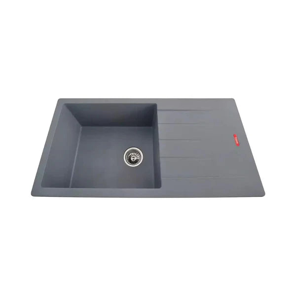 1.0 BOWL WITH DRAIN BOARD QUARTZ SINK WITH FA-05A WASTE COUPLING (DEPTH 9INCH)- FUTURA - ( GREY - QUARTZ SERIES - 900x450 mm - 36inchX18inch )