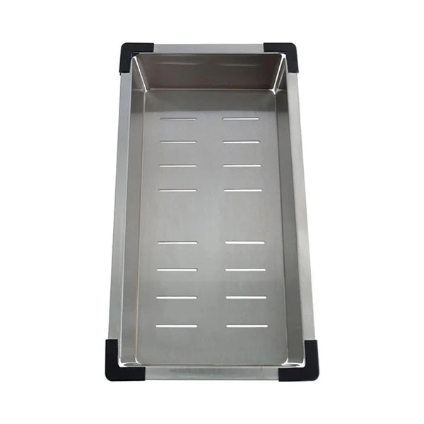 SS 1.2 MM THK KITCHEN SINK 2.0 BOWL (DEPTH 9INCH) WITH FA-02IS FAUCET+FA-07IS LIQ SOAP DISP+FA-08IS COLANDER BASKET+FA-09IS CHOPPING BOARD WITH FA-16IS WASTE COUPLING WITH AUTO DAINER KIT & OVERFLOW - FUTURA - ( BRUSH SS - HAND CARVED SERIES - 920x500 mm