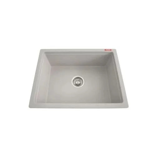 1.0 BOWL QUARTZ SINK WITH FA-05A WASTE COUPLING (DEPTH 8INCH) - FUTURA - ( GREY - NATURAL QUARTZ - 620x510 mm - 24.8inchX20.4inch )