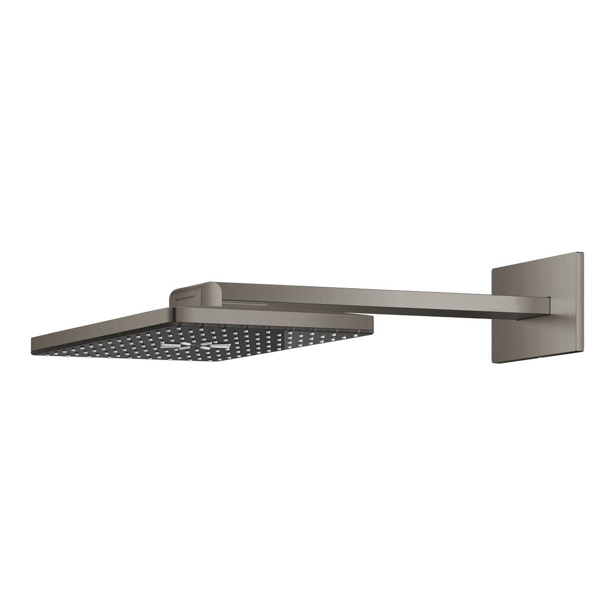 RAINSHOWER AQUA RECTANGULAR HEAD SHOWER SET 430 MM CEILING SHOWER ARM, 2 SPRAYS - GROHE - (BRUSHED HARD GRAPHITE - G5 - RAINSHOWER - 400x230 mm - 16inchX9.2inch)