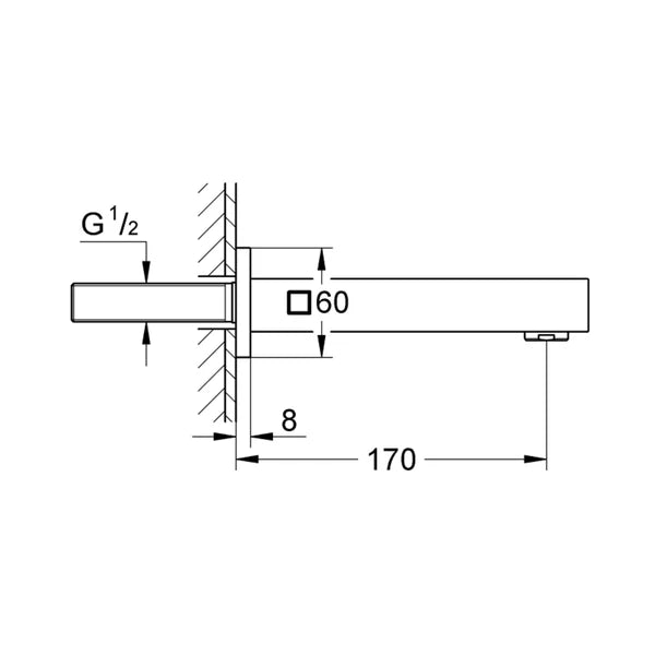 EUROCUBE BATH SPOUT EXP CN - GROHE - (BRUSHED HARD GRAPHITE - G5 - EUROCUBE - 0x15 mm - 0inchX0.5inch)