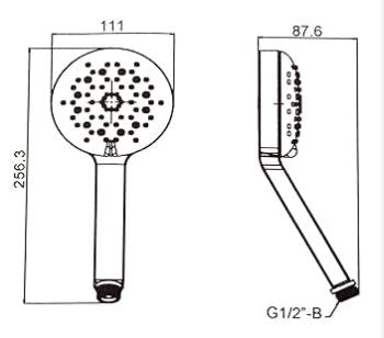 GEOMETRIC HAND SHOWER W/O PIPE - KOHLER PREMIUM -  ( POLISHED CHROME - PREMIUM - 0x125 mm - 5inchX0inch )