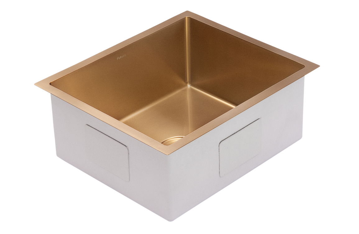 1.0 BOWL SS SINK WITH WASTE COUPLING (DEPTH 9)- FUTURA - ( ROSE GOLD - HAND CARVED COLOUR SERIES - 533x457 mm - 21.32inchX18.28inch )