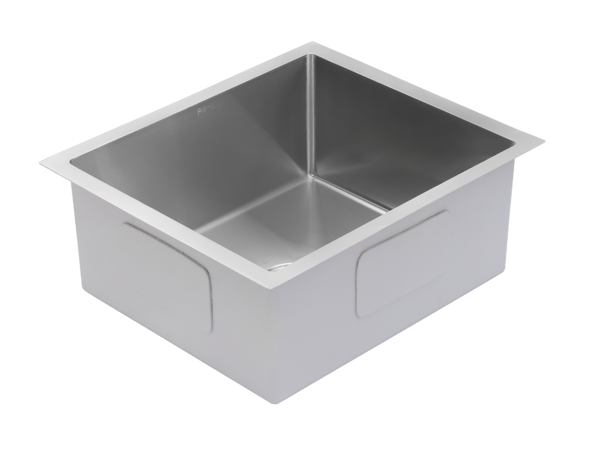 1.0 BOWL SS SINK WITH FA-07 WASTE COUPLING (DEPTH 9INCH)- FUTURA - ( SATIN FINISH - HAND CARVED SERIES - 609x457 mm - 24inchX18inch )