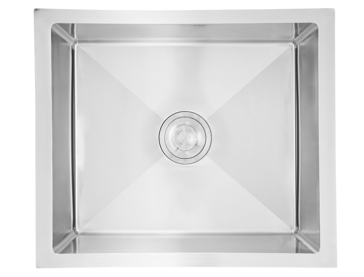 1.0 BOWL SS SINK WITH FA-07 WASTE COUPLING (DEPTH 9INCH)- FUTURA - ( SATIN FINISH - HAND CARVED SERIES - 609x457 mm - 24inchX18inch )