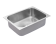 Stainless steel sink on a white background
