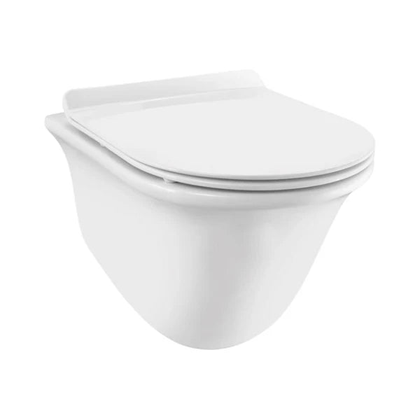 W/HUNG WC RIMLESS PTRAP - 180MM W/UF/SOFT.CLOSE S/CVR - JAQUAR SWARE - ( WHITE - - 525x360 mm - 21inchX14.4inch )