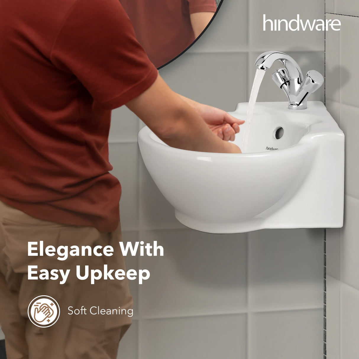 WASH BASIN CORNER CLASSIC - HINDWARE - ( STAR WHITE - - 350x350 mm - 14inchX14inch )