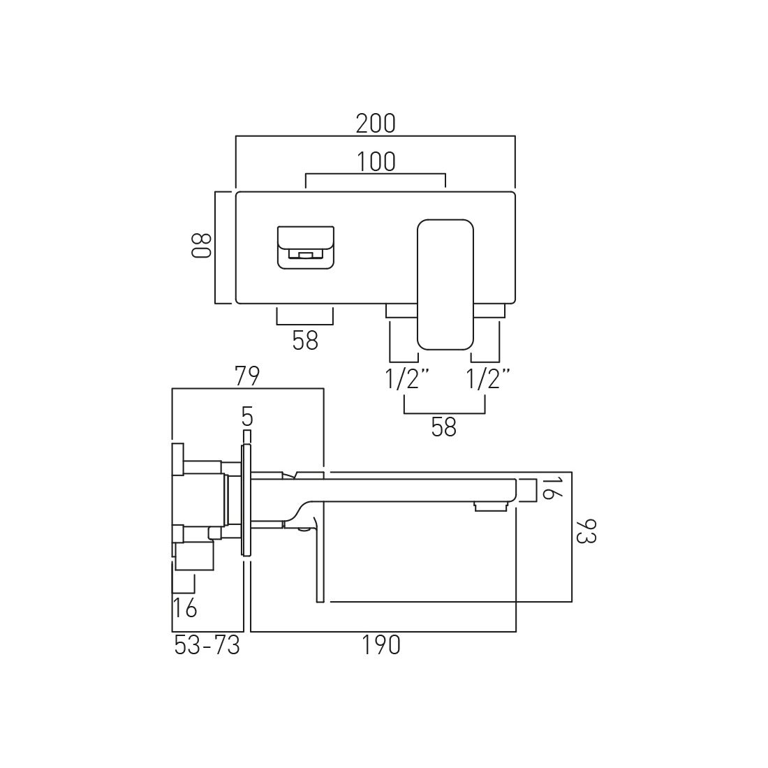 SL W/M BASIN MIXER SET (CONC.BODY& EXP) - VADO - ( CHR - PHASE - 0x12 mm - 0inchX0.48inch )