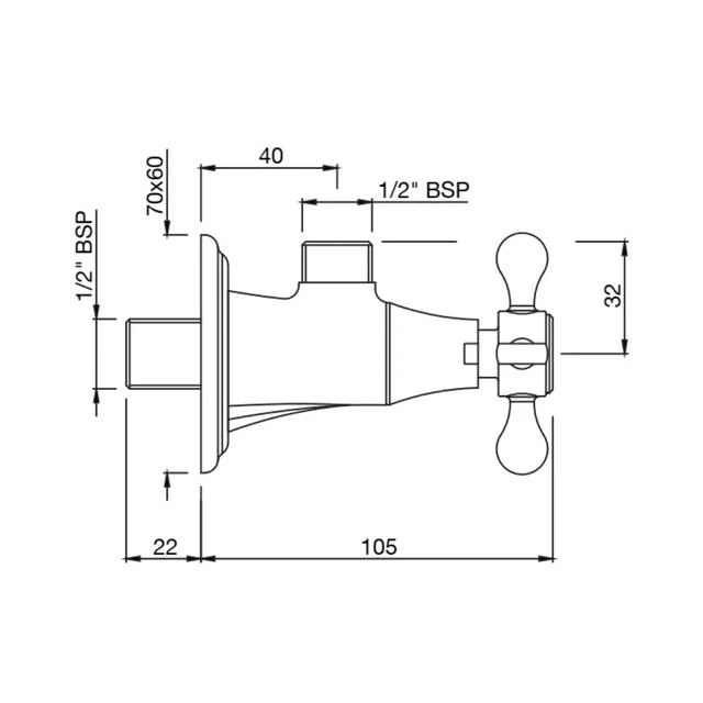 ANGULAR STOP COCK W/WALL FLANGE - JAQUAR FAUCETS - ( GRAPHITE - QUEENS PRIME - 0x20 mm - 0inchX0.8inch )