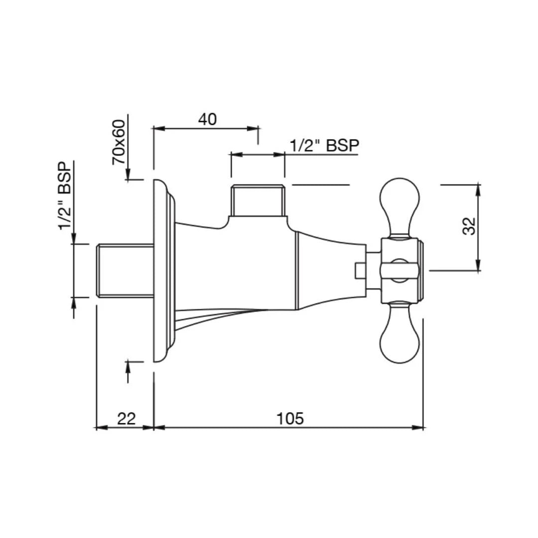 ANGULAR STOP COCK W/WALL FLANGE - JAQUAR FAUCETS - ( BLACK MATT - QUEENS PRIME - 0x20 mm - 0inchX0.75inch )