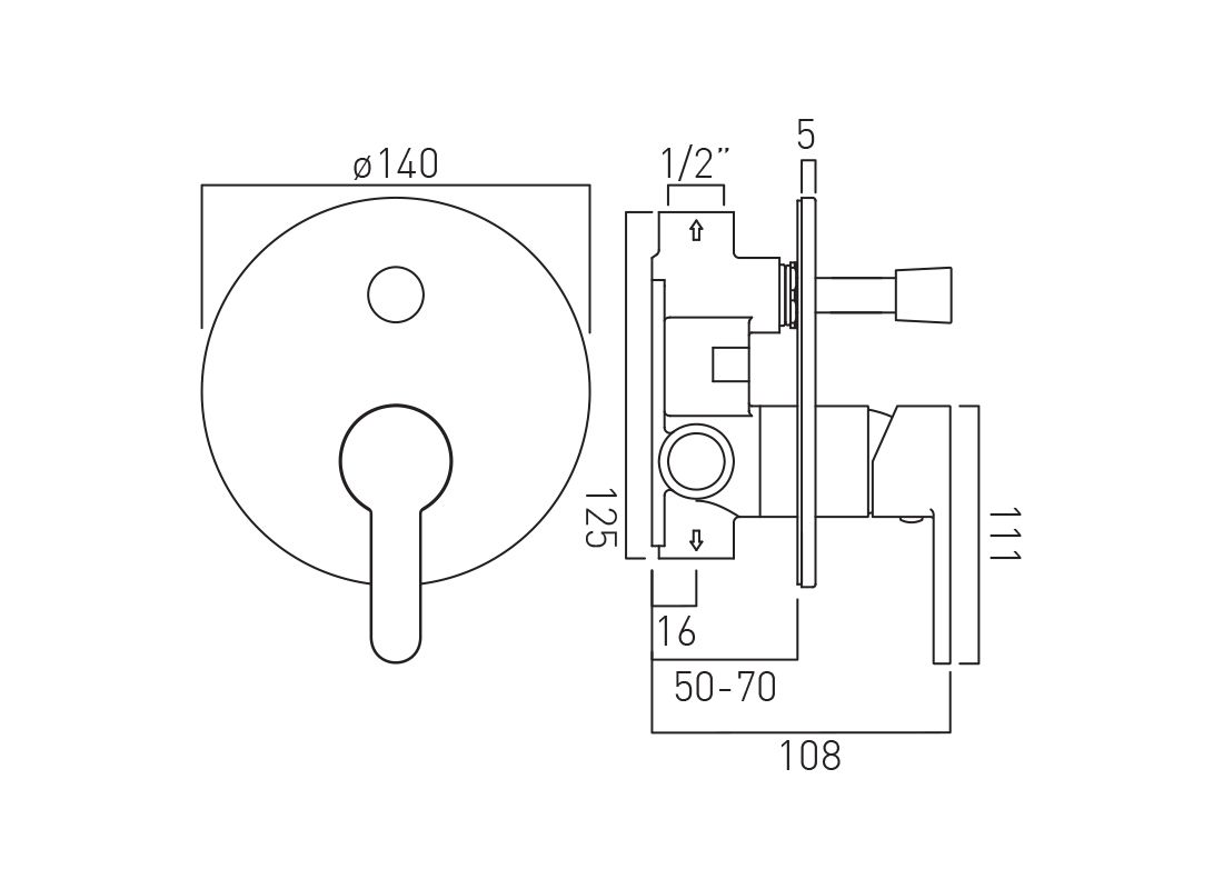 SL BATH MIXER SET(CONC.BODY & S.L.EXP.P) - VADO -  ( CHR - SYNERGIE - 12x12 mm - 0.5inchX0.5inch )