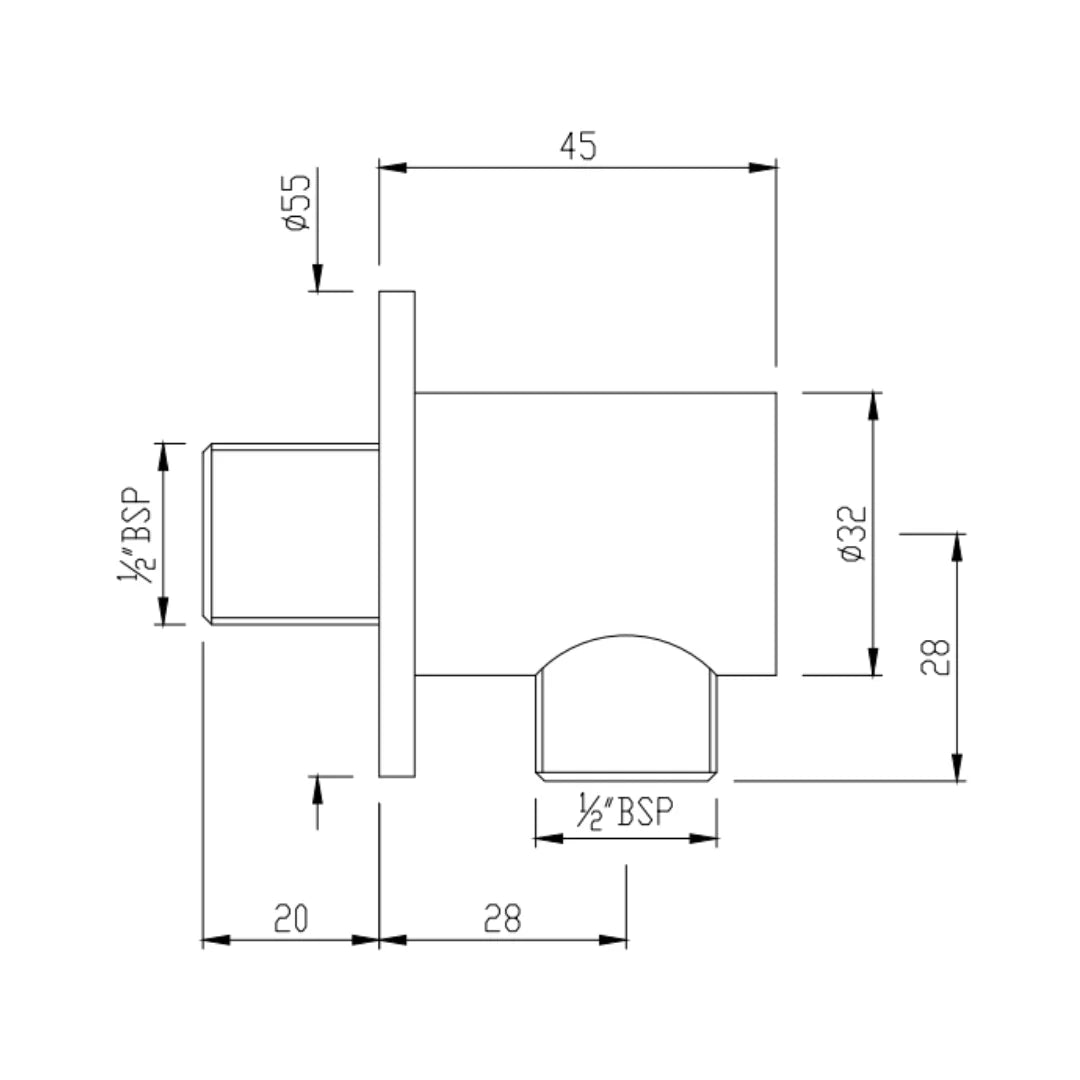WALL OUTLET 30MM DIA, 40MM LONG ROUND SHAPE - JAQUAR FAUCETS - ( GRAPHITE - SHOWER ACC. - 0x15 mm - 0inchX0.5inch )