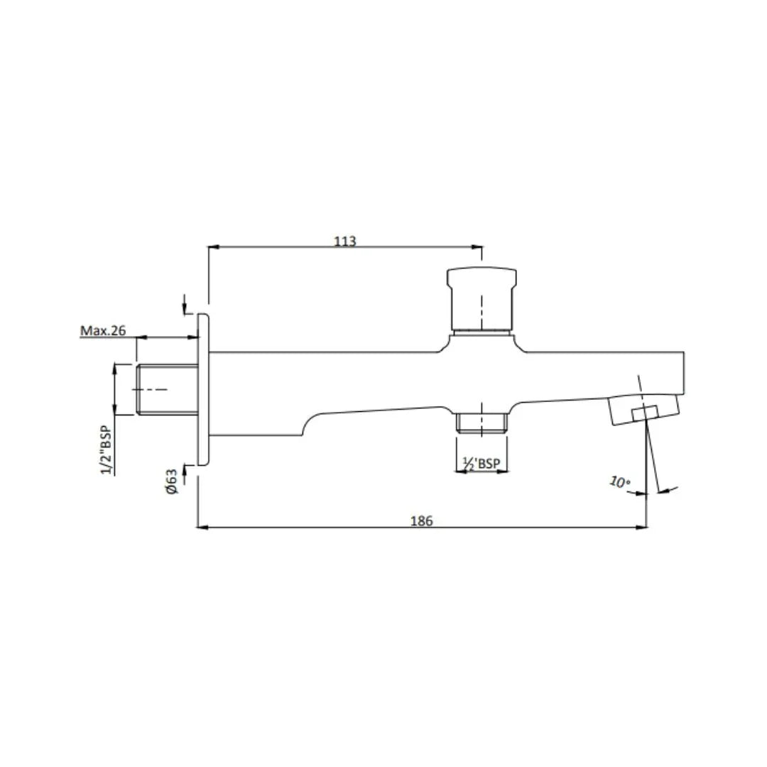 BATH TUB SPOUT WITH TIP-TON - HINDWARE FAUCETS - ( PURE GOLD - ELEMENT-HUES - 0x15 mm - 0inchX0.6inch )