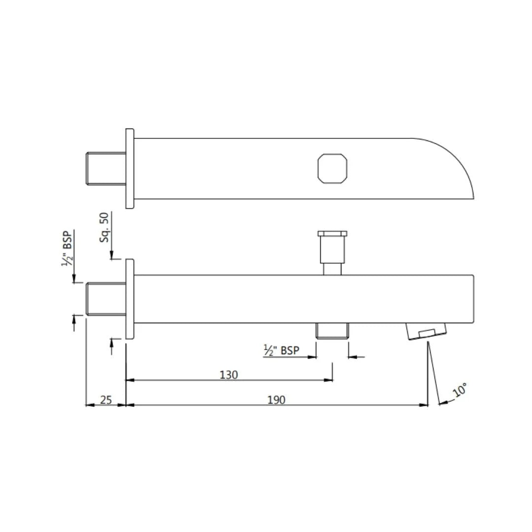 ALIVE RANGE BATH TUB SPOUT WITH BUTTON - JAQUAR FAUCETS - ( ANTIQUE COPPER - BATH TUB-SPOUT - 0x15 mm - 0inchX0.5inch )