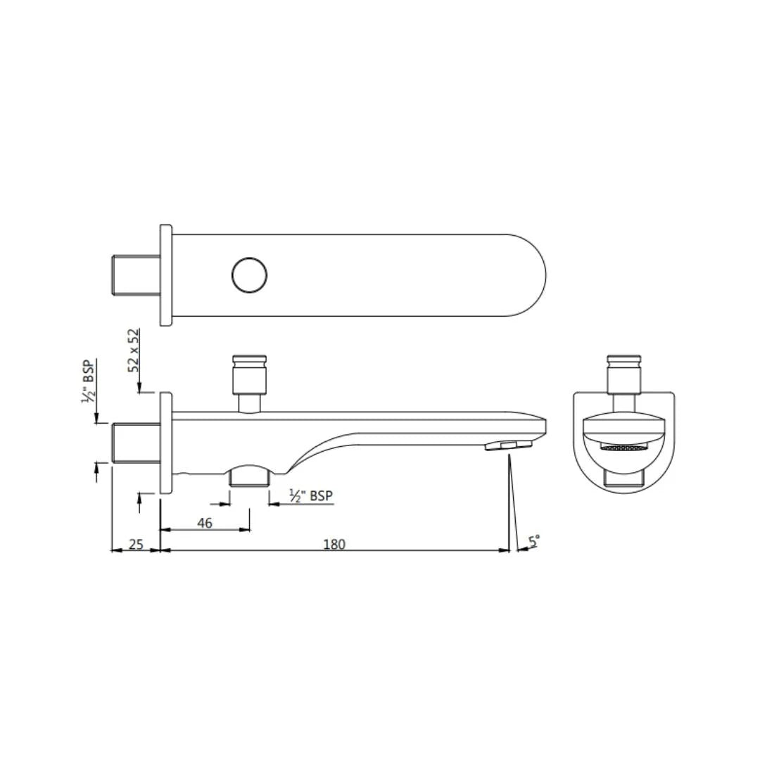 BUTTON SPOUT - JAQUAR FAUCETS - ( GDS - SPOUT - 0x15 mm - 0inchX0.5inch )