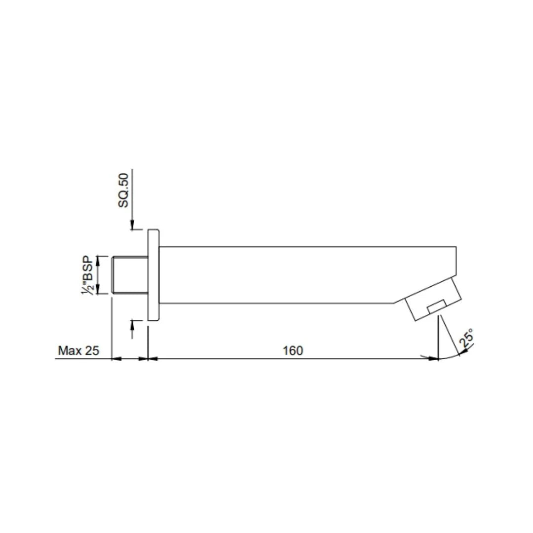 PLAIN SPOUT W/WALL FLANGE - JAQUAR FAUCETS - ( GOLD DUST - SPOUT - 0x15 mm - 0inchX0.5inch )