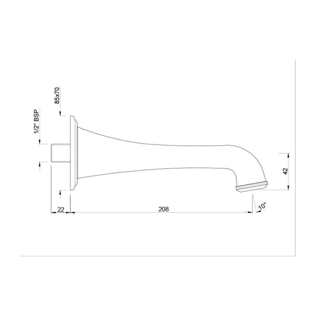 BATH TUB SPOUT W/WALL FLANGE - JAQUAR FAUCETS - ( GOLD DUST - SPOUT - 0x15 mm - 0inchX0.5inch )