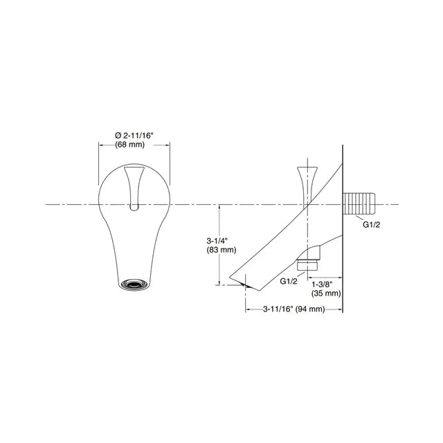 VIVE BATH SPOUT WITH DIVERTER - KOHLER PREMIUM - ( POLISHED CHROME - PREMIUM - 0x0 mm - 0inchx0inch )