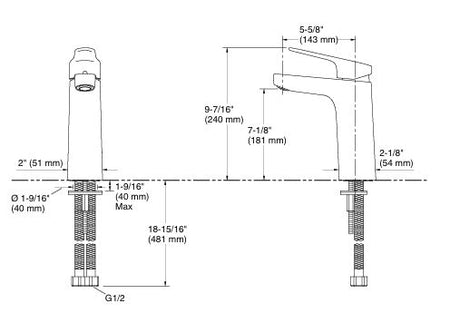 ACCLIV TALL SINGLE CONTROL LAVATORY W/O DRAIN FAUCET - KOHLER POPULAR -  ( CHROME - POPULAR - 0x15 mm - 0inchX0.6inch )