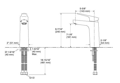 ACCLIV TALL SINGLE CONTROL LAVATORY W/O DRAIN FAUCET - KOHLER POPULAR -  ( FRENCH GOLD - POPULAR - 0x15 mm - 0inchX0.6inch )