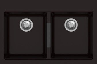 QUARTZ 2 BOWL W/O DRAIN BOARD (DEPTH 8INCH) - CARYSIL -  ( GRANITE METALLIC NERA - WALTZ 3322 - 838x559 mm - 33inchX22inch )