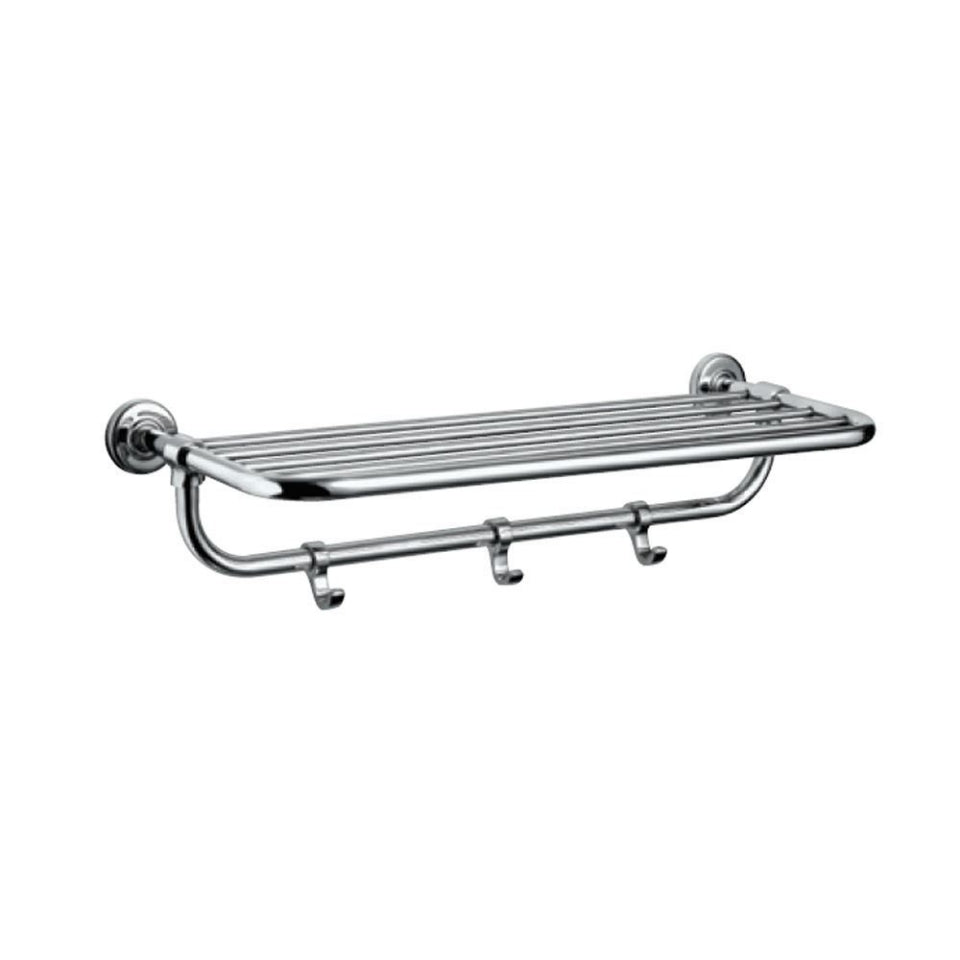 TOWEL  RACK WITH SINGLE RAIL W/HOOKS - JAQUAR FAUCETS -  ( CHROME - ACC.HOTELIER SERIES - 0x0 mm - 0inchx0inch )