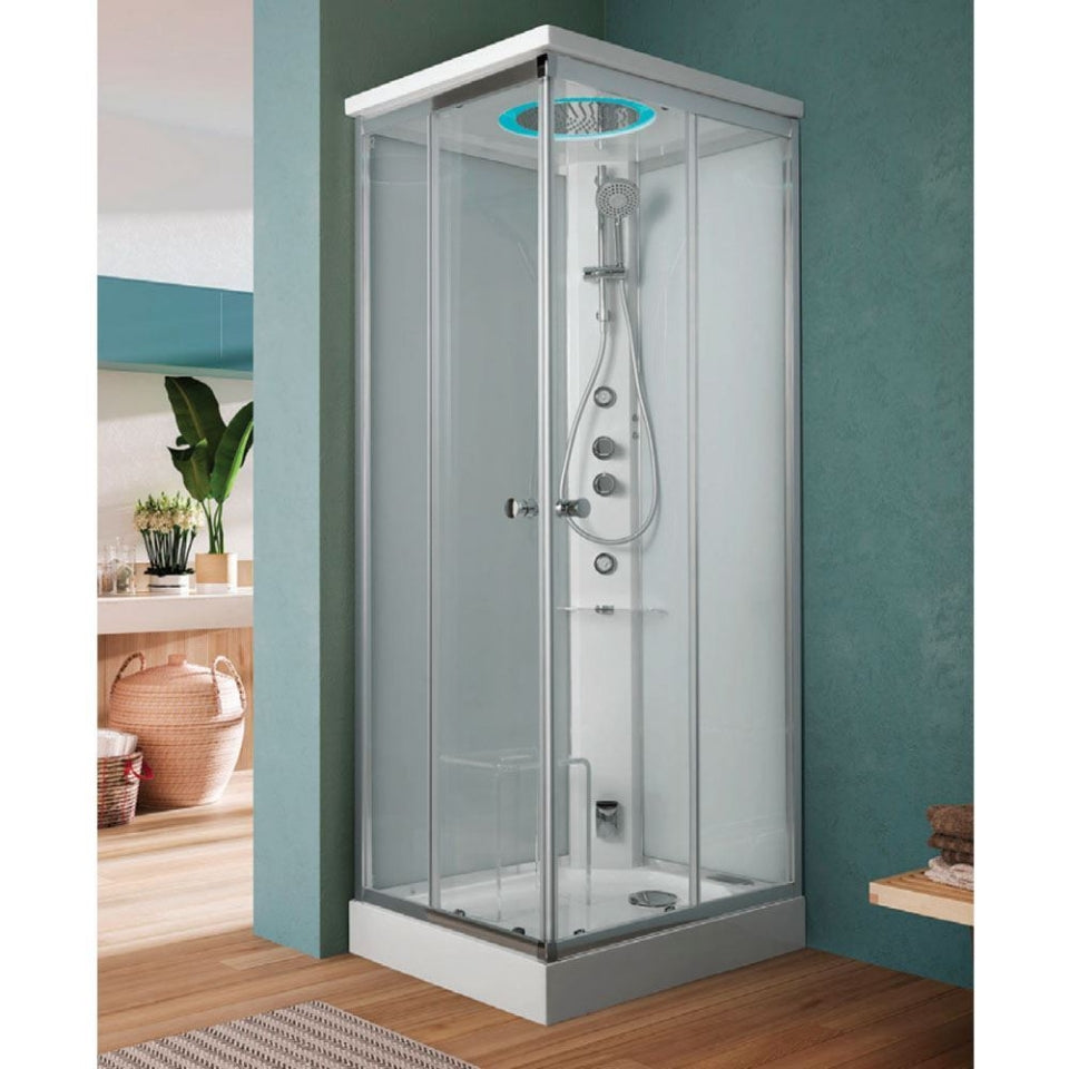 ARCHIMEDI STEAM CABIN (SQUARE)- JAQUAR WELLNESS - ( WHITE - - 1000x1000 mm - 39inchX39inch )