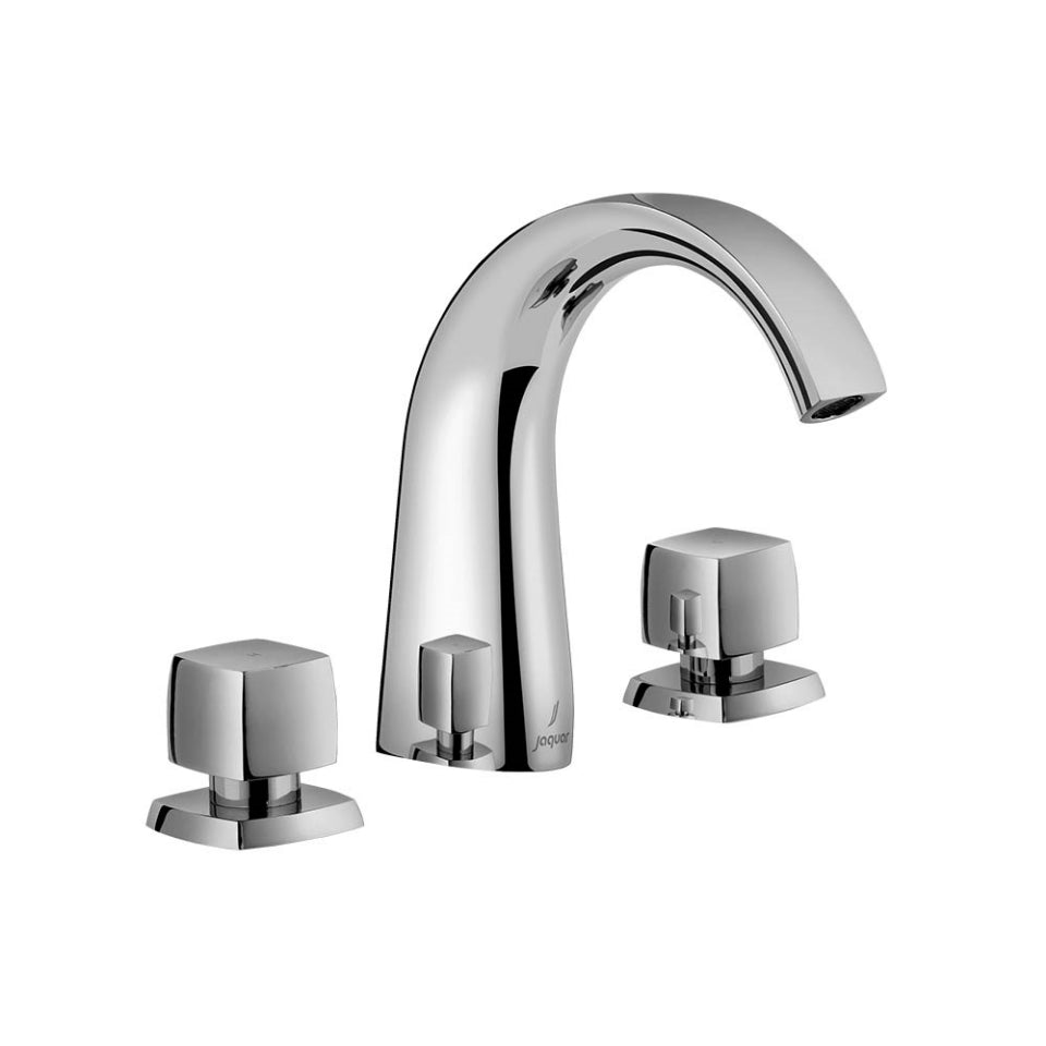 S.L. 3-HOLE BASIN MIXER W/BRAIDED PIPES - JAQUAR FAUCETS -  ( CHROME - ARC - 0x15 mm - 0inchX0.5inch )