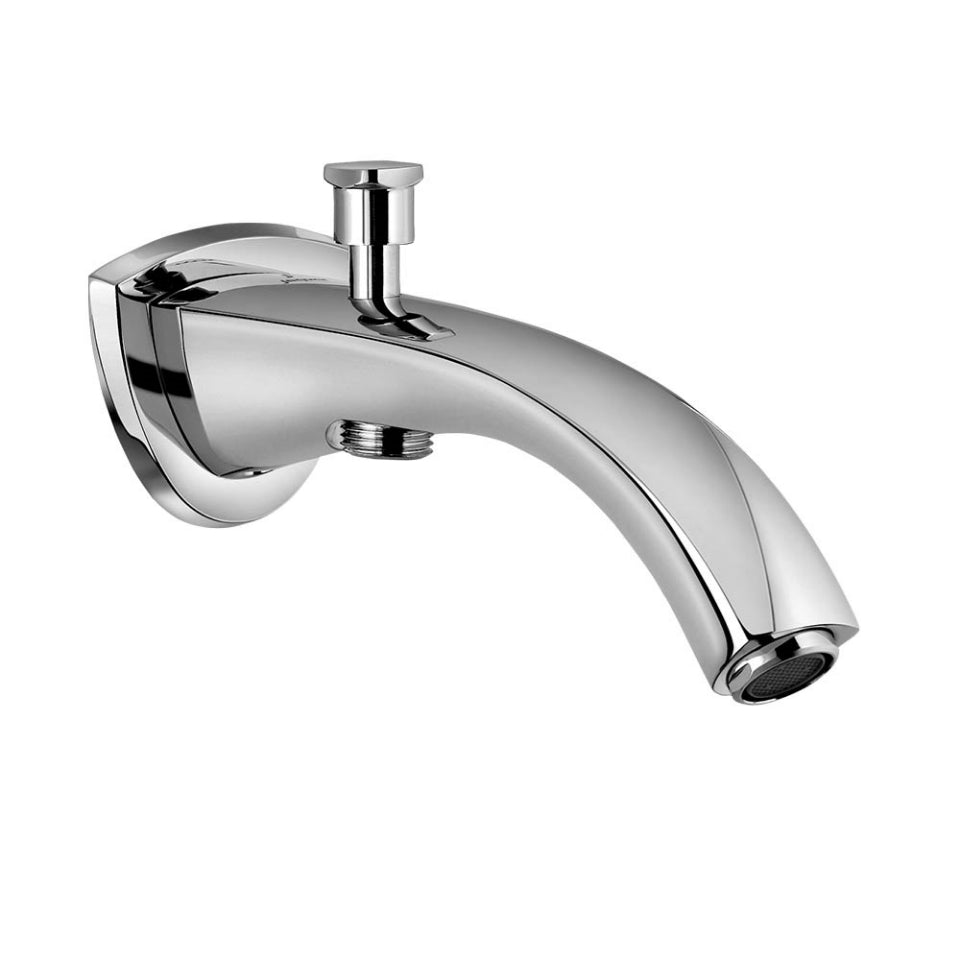 BATH TUB SPOUT W/ BUTTON & FLANGE - JAQUAR FAUCETS -  ( CHROME - SPOUT - 0x15 mm - 0inchX0.5inch )
